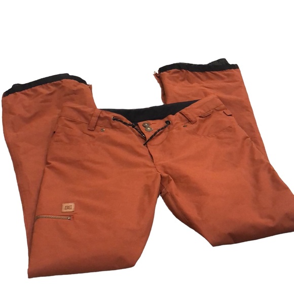 DC Pants - DC Brand Deep Orange Shell Snow Pant with Bronze Colored Zippers— Size XL